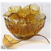 Image 1 : VINTAGE AMBER GLASS PUNCH SET-20 PIECES