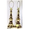 Image 1 : PAIR OF BRASS LAMPS NO SHADES