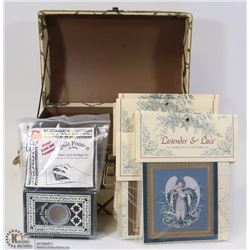 ESTATE BOX WITH 15 LAVENDER & LACE CROSS STITCH
