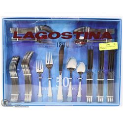 NEW LAGOSTINA 50 PIECE 18/10 FLATWARE SET