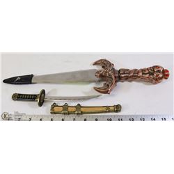 17" KNIFE W SKULLS,CROWN/ STONES ON  HANDLE