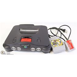NINTENDO 64 WITH POWER SUPPLY, MEMORY CARD &