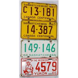 LOT OF 4-1960'S COLLECTOR LICENSE PLATES INCL 1966
