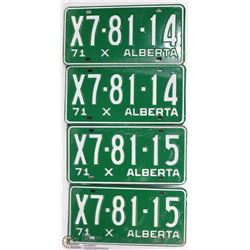 4 NEW LICENSE PLATES INCL. 1971 IN SUCCESSION