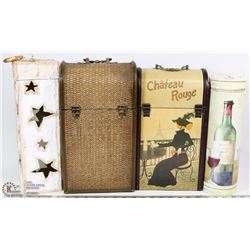 BOX WITH FOUR WINE CADDIES -