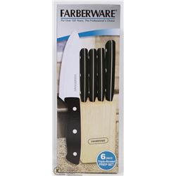 NEW FARBERWARE 6PC KNIFE SET IN BLOCK