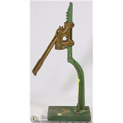 ANTIQUE WOOD AND CAST IRON BOTTLE CAPPER