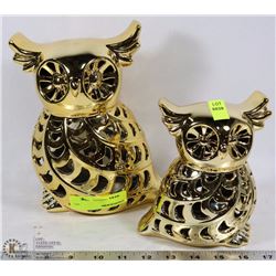 LOT TWO GOLD TONE OWLS