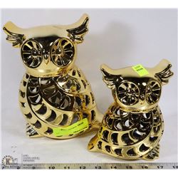 LOT TWO GOLD TONE OWLS