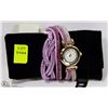 Image 1 : NEW QUARTZ BRACELET WATCH PINK WITH VELVET POUCH