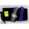 Image 1 : NEW QUARTZ BRACELET WATCH BLUE WITH VELVET POUCH