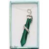 Image 1 : 2" MALACHITE PRECIOUS STONE PENDANT W/ SNAKE WRAP