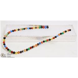 #37-MUTI-COLOUR AGATE LOOSE BEAD NECKLACE 15"
