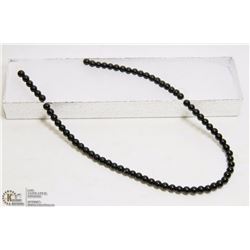 #40-BLACK AGATE LOOSE BEAD NECKLACE 15"