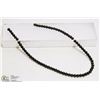 Image 1 : #40-BLACK AGATE LOOSE BEAD NECKLACE 15"