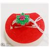 Image 1 : #12- RED RUBY,EMERALD  & CZ RING