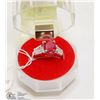 Image 1 : #8-RED RUBY & CZ RING