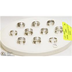 LOT OF 10 STAINLESS STEEL RINGS (SOME SPINNERS)