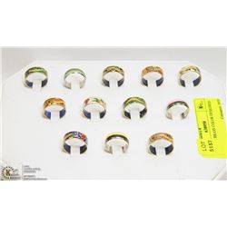 LOT OF 12 BRASS COLOR DESIGNED RINGS