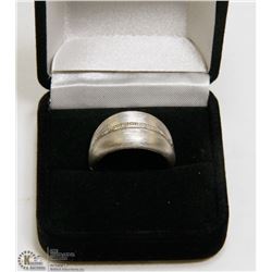 MENS 14K WHITE GOLD PLATED GEMSTONE RING