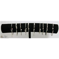 LOT OF 10 FASHION BRACELETS & DISPLAY STAND