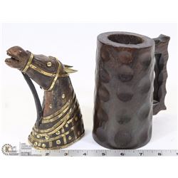 LOT OF 2 VINTAGE HANDMADE WOOD ART