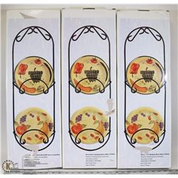 THREE NEW DECORATIVE PLATE RACK WITH PLATES