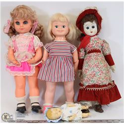 SET OF 4 VINTAGE DOLLS 1 BISQUE BABY