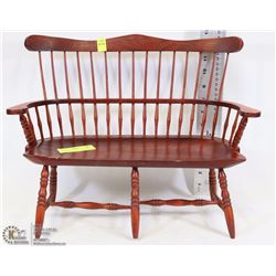 DECORATIVE CHERRY WOOD BENCH  - 13"H X 16 1/2"W