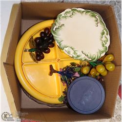 LOT OF DECORATIVE MISC AND PLATTERS