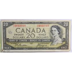 1954 CANADIAN $20.00 BILL DEVILS FACE