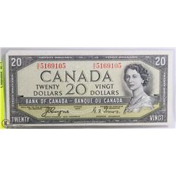 1954 CANADIAN $20.00 BILL DEVILS FACE