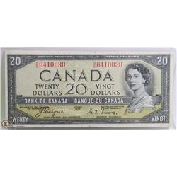 1954 CANADIAN $20.00 BILL DEVILS FACE