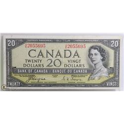 1954 CANADIAN $20.00 BILL DEVILS FACE