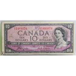 1954 CANADIAN $10.00 BILL DEVILS FACE