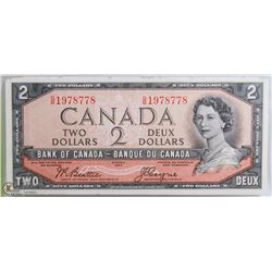 1954 CANADIAN $2.00 BILL DEVILS FACE