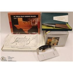 LOT OF VINTAGE HOUSEHOLD GOODS: 13" TEXAS MAP CHE