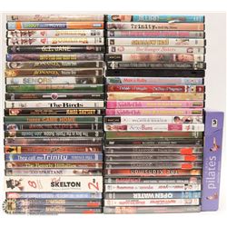 BOX OF APPROX 50 DVDS, SOME NEW INCL THELMA &
