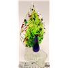 Image 1 : ART GLASS PEACOCK SINGLE ROSE VASE