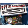 Image 1 : TOTE WITH MISC. INCL SOCKETS, CHAIN, NEW ROPE,VISE