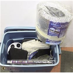 TOTE WITH MISC. INCL CGW FLAP DISCS, HARDWARE,