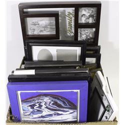 BOX OF PICTURE FRAMES AND PICTURES