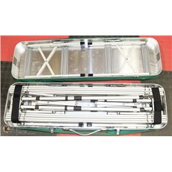 ALUMINUM PICNIC BENCH SET. TABLE AND TWO BENCHES.