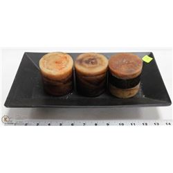 ESPRESSO COFFEE CANDLE SET WITH BLACK TRAY