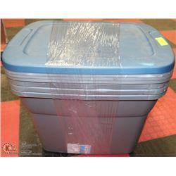 BUNDLE OF 4 PLASTIC 68 LITRE TOTES