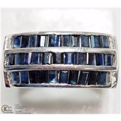 STERLING SILVER SAPPHIRE 3 CHANNEL RING