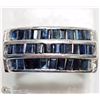 Image 1 : STERLING SILVER SAPPHIRE 3 CHANNEL RING