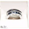 Image 2 : STERLING SILVER SAPPHIRE 3 CHANNEL RING