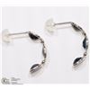 Image 2 : 14K WHITE GOLD SAPPHIRE & DIAMOND EARRINGS
