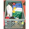 Image 1 : GREEN CRATE W/HOME & GARDEN SUPPLIES